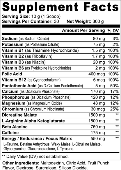 Lights Out Pre-Workout Powder (Fruit Punch)