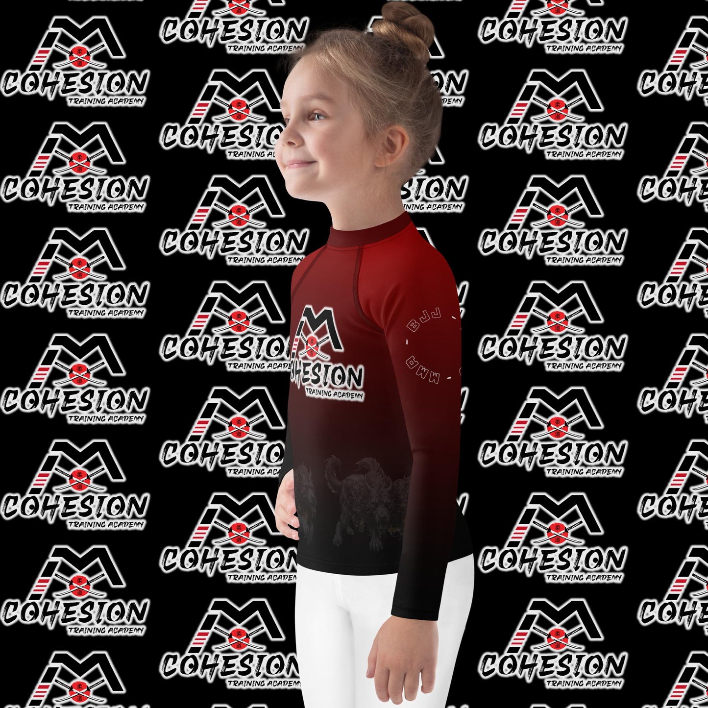 Kids Cohesion  Red/Black Rash Guard